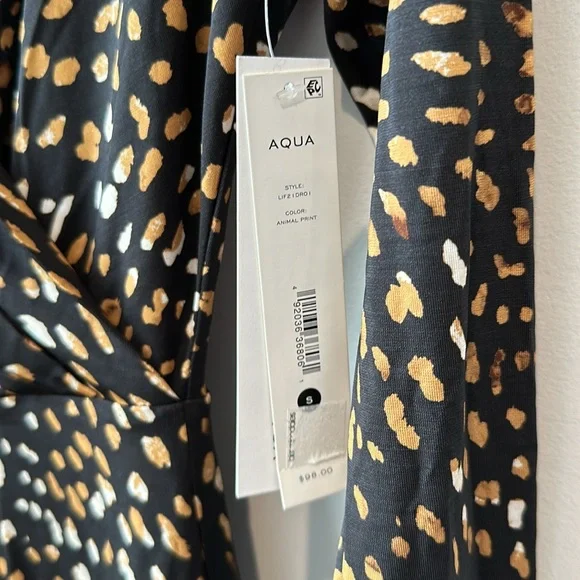 NWT Aqua Animal Print Wrap Long Sleeve Mini Dress S - Picture 5 of 11